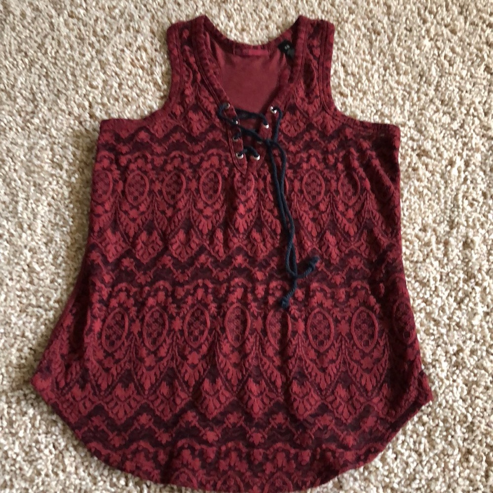 BKEred Racerback Lace Tank.